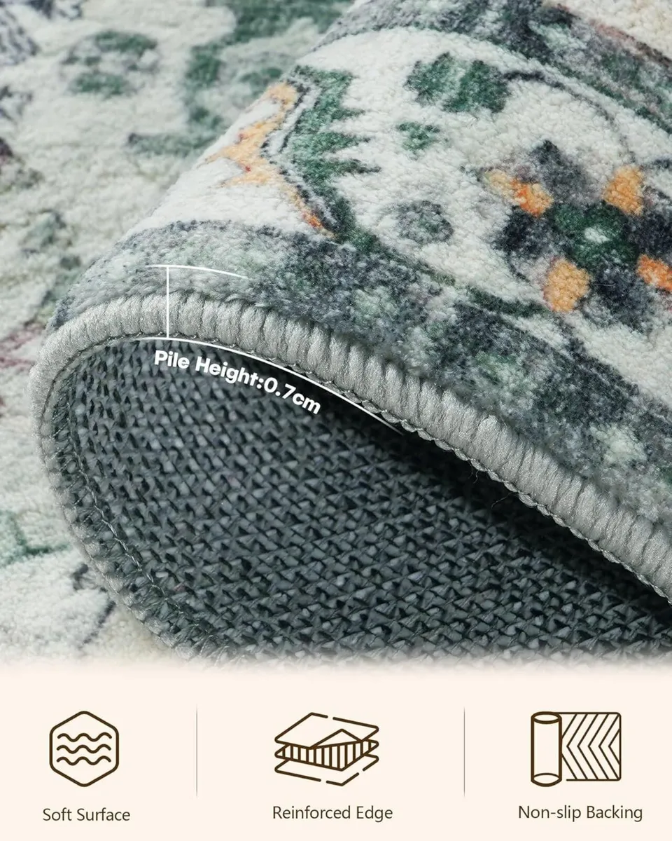 Green Living Room Rug Washable Area Rugs for - Image 3