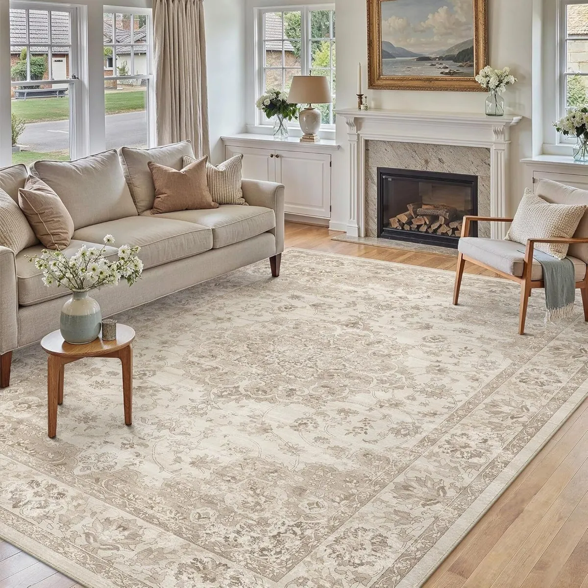 Beige Living Room Area Rug 240x300cm Machine - Image 4