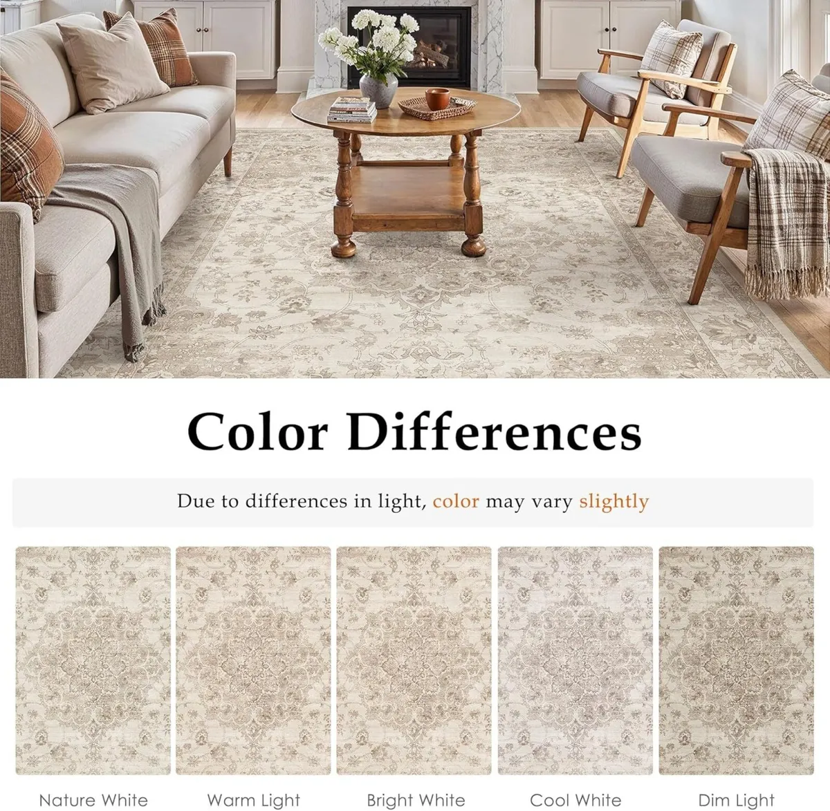 Beige Living Room Area Rug 240x300cm Machine - Image 2