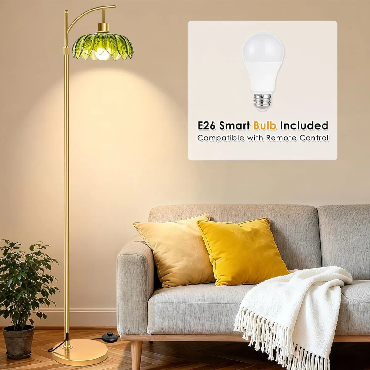 Gold Arc Floor Lamp for Bedroom Living Room - Image 4