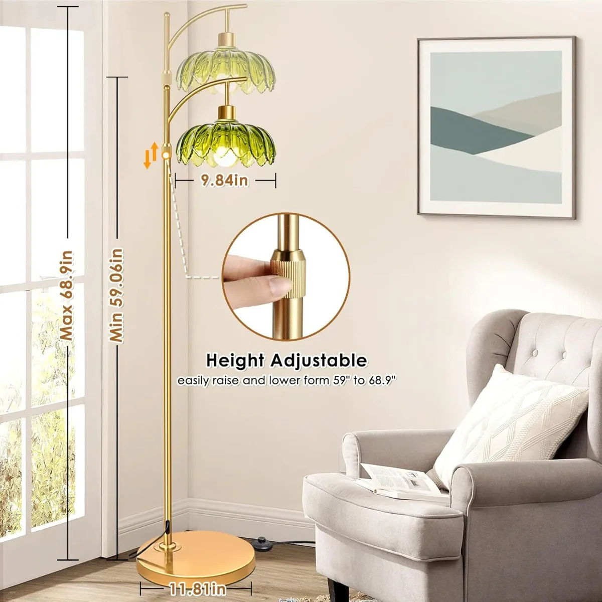 Gold Arc Floor Lamp for Bedroom Living Room - Image 3