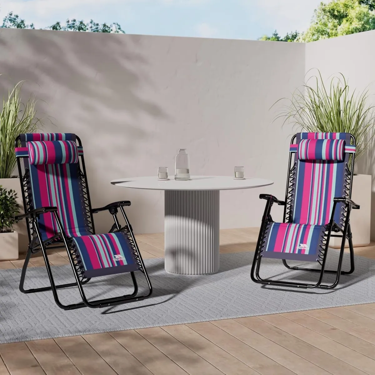 Padded Reclining Sun Lounger Summer Pool Patio - Image 2