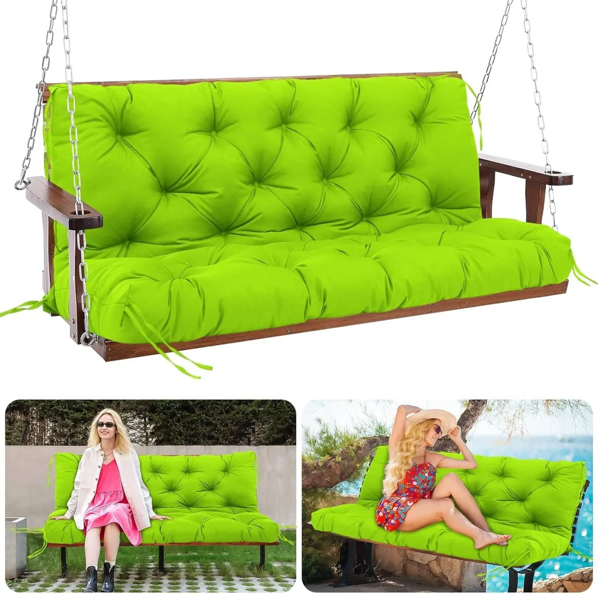 Garden Swing Cushions 3 Seater 12cm Thick Outdoor - Image 1
