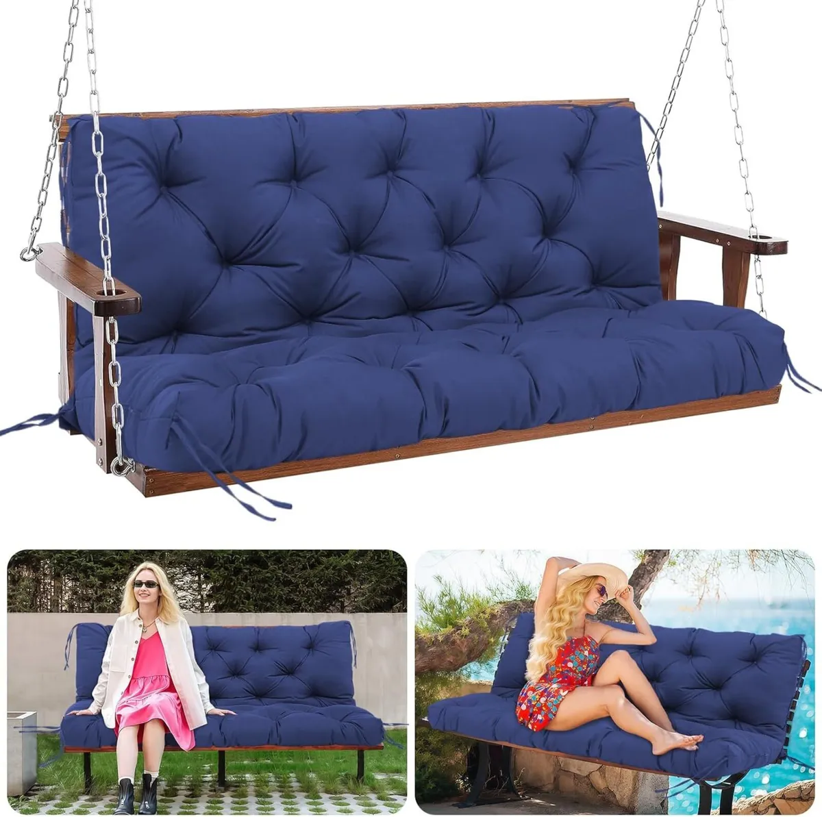 Garden Swing Cushions 3 Seater 12cm Thick Outdoor - Image 1