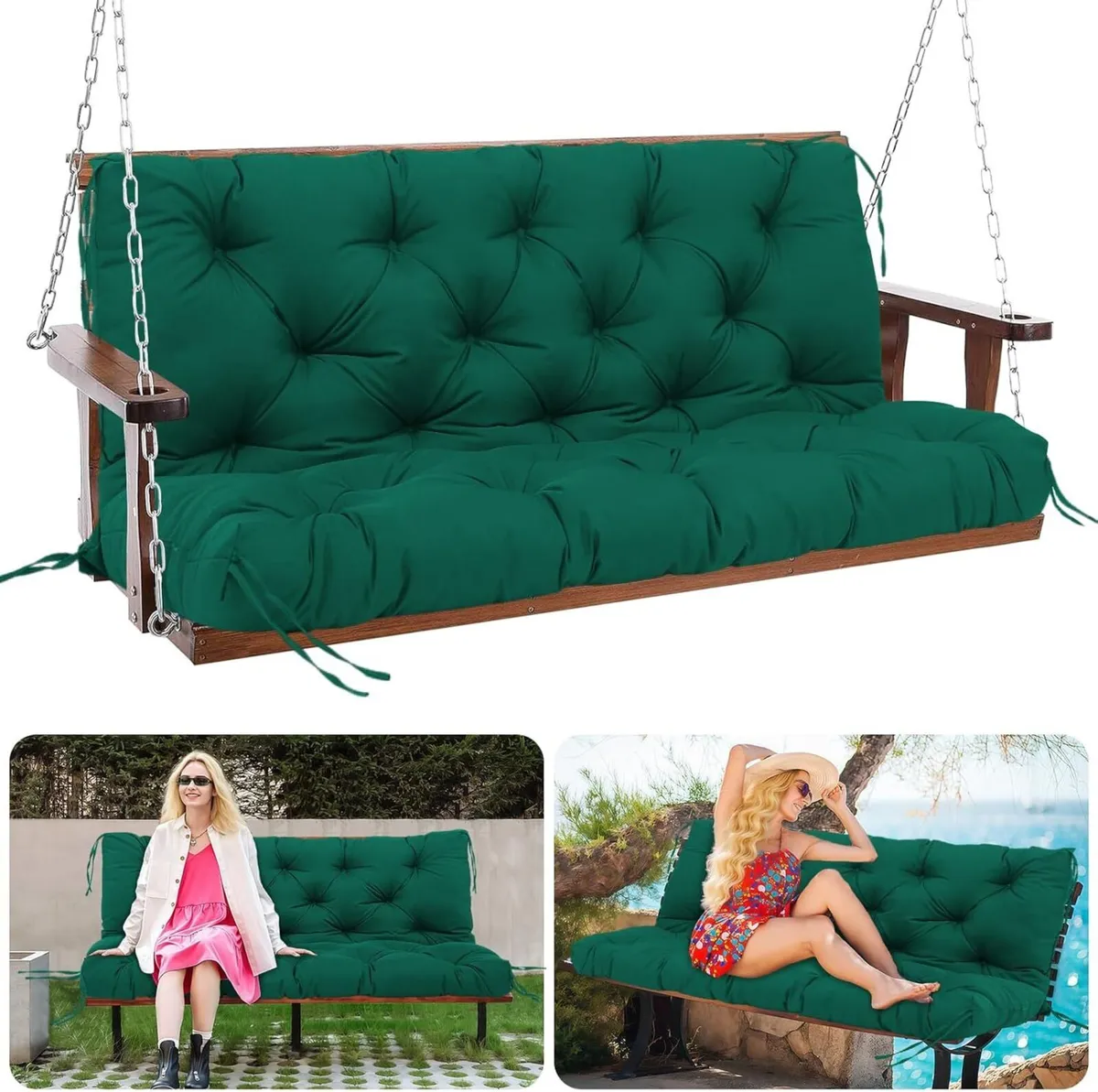 Garden Swing Cushions 3 Seater 150cm Outdoor - Image 1