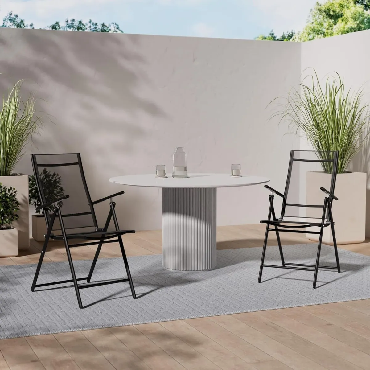 Folding Garden Chairs - Set of 2 High Back - Image 2