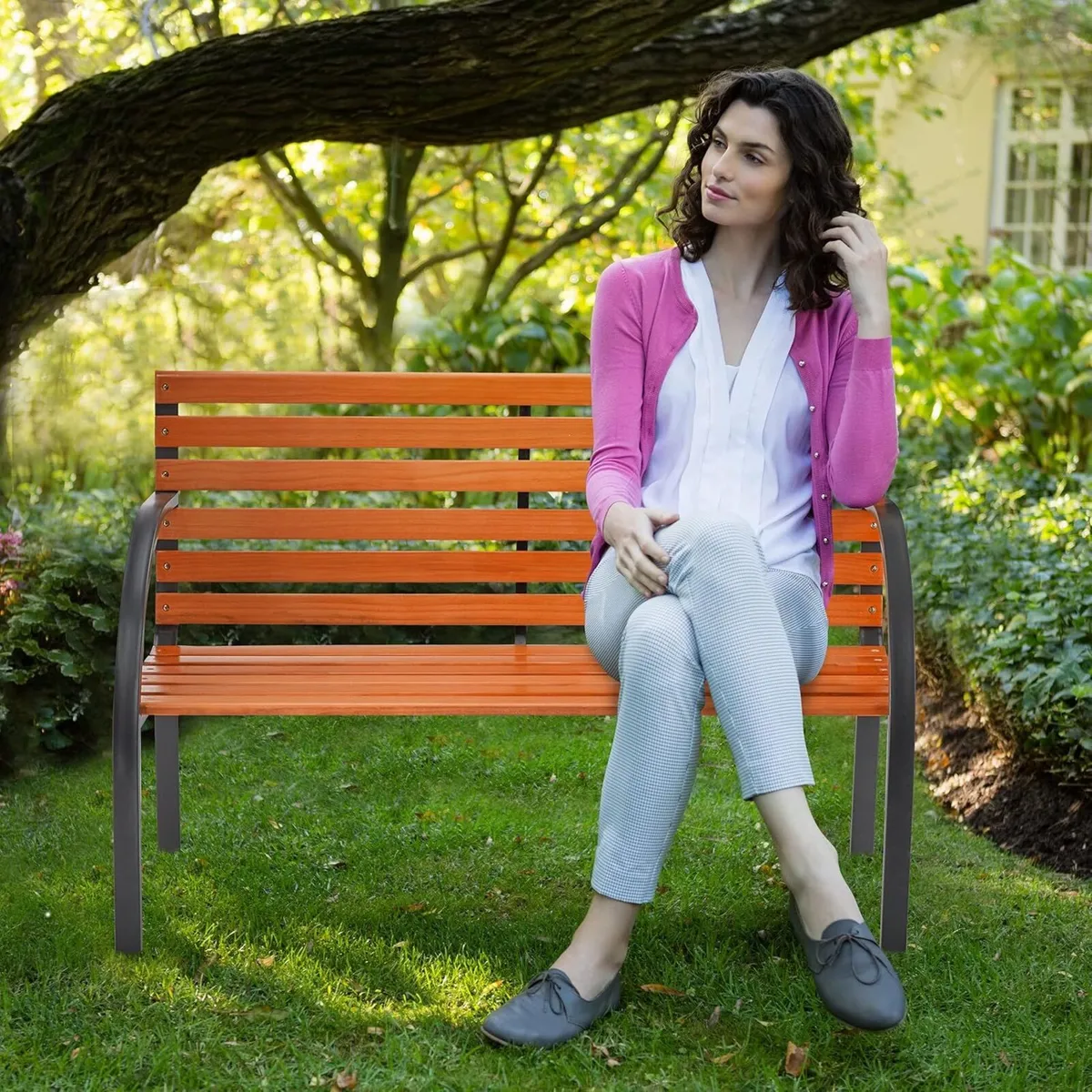 garden bench 2 seater made of wooden slats - Image 4