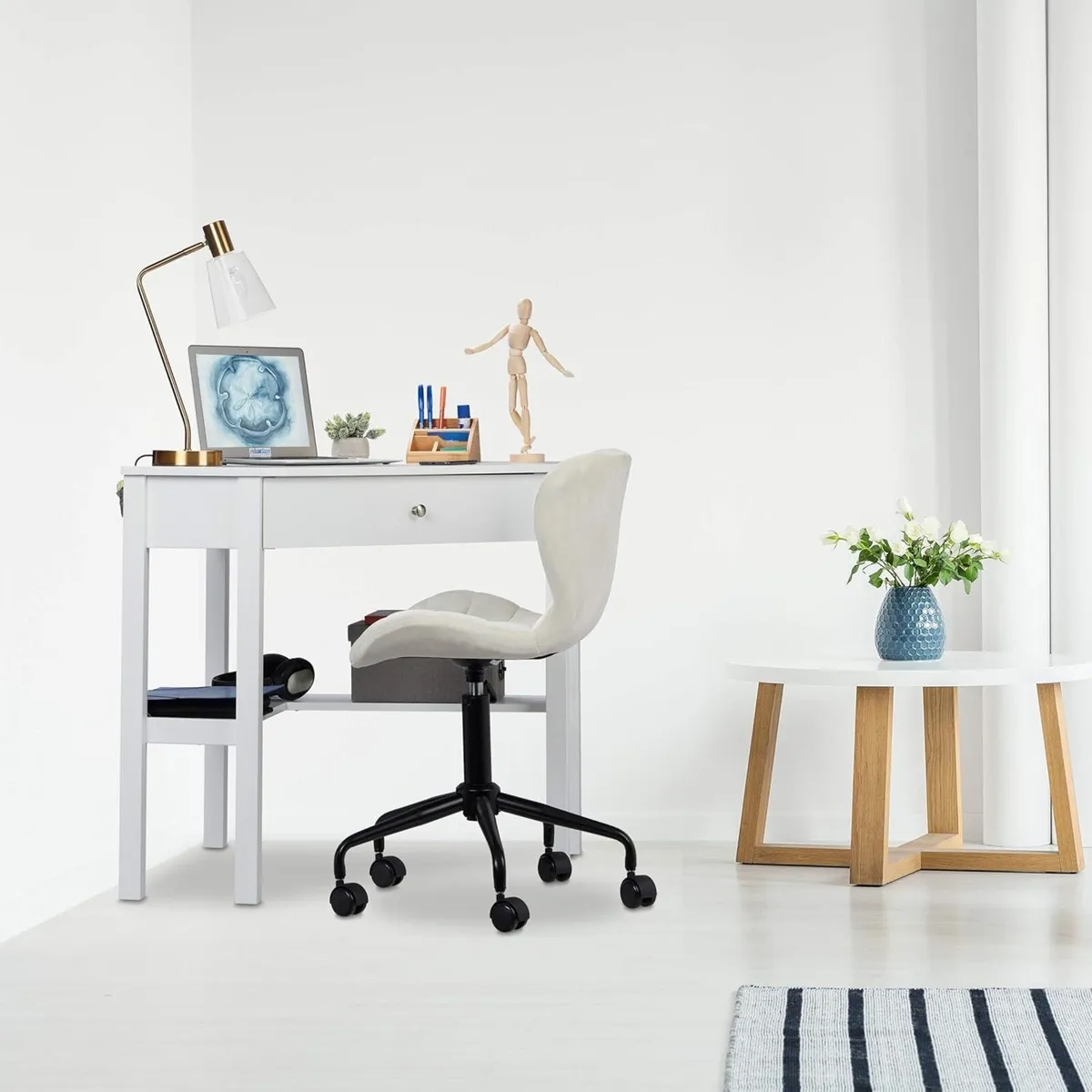 Corner Work Desk Tier Drawer Compact Home Office - Image 2