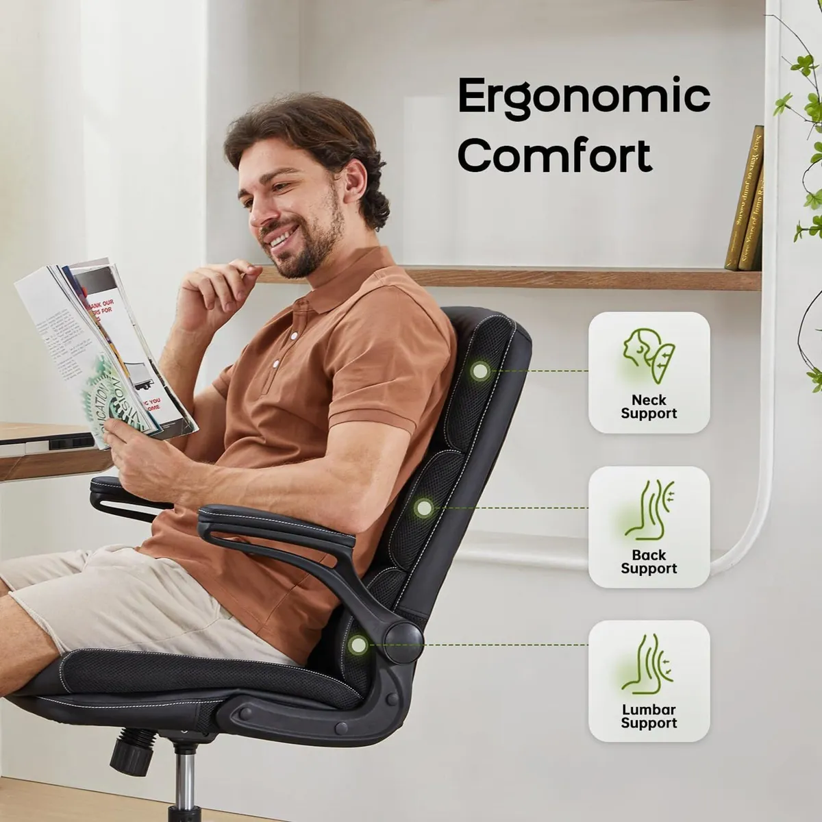 Executive Office Chair with Flip-Up Armrests - Image 3