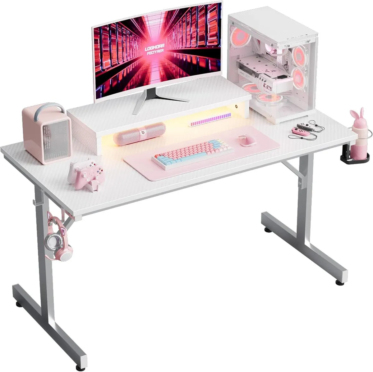 Small Gaming Desk with Monitor Stand 106.6 CM LED - Image 1