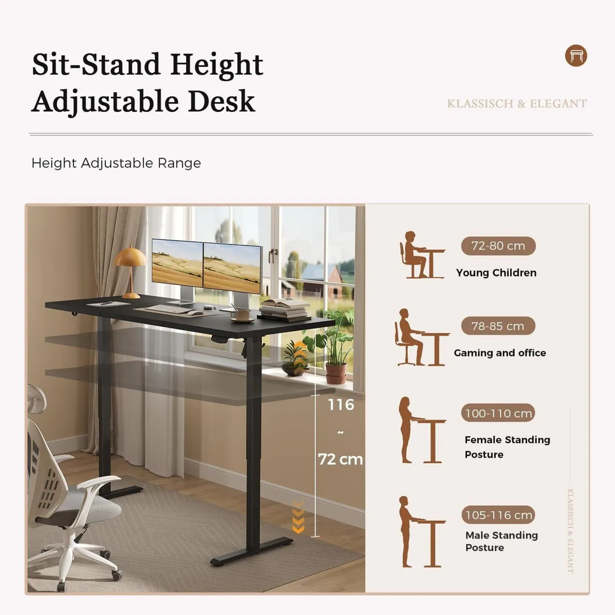 Height-Adjustable Desk Electric Sit-Stand Office - Image 3
