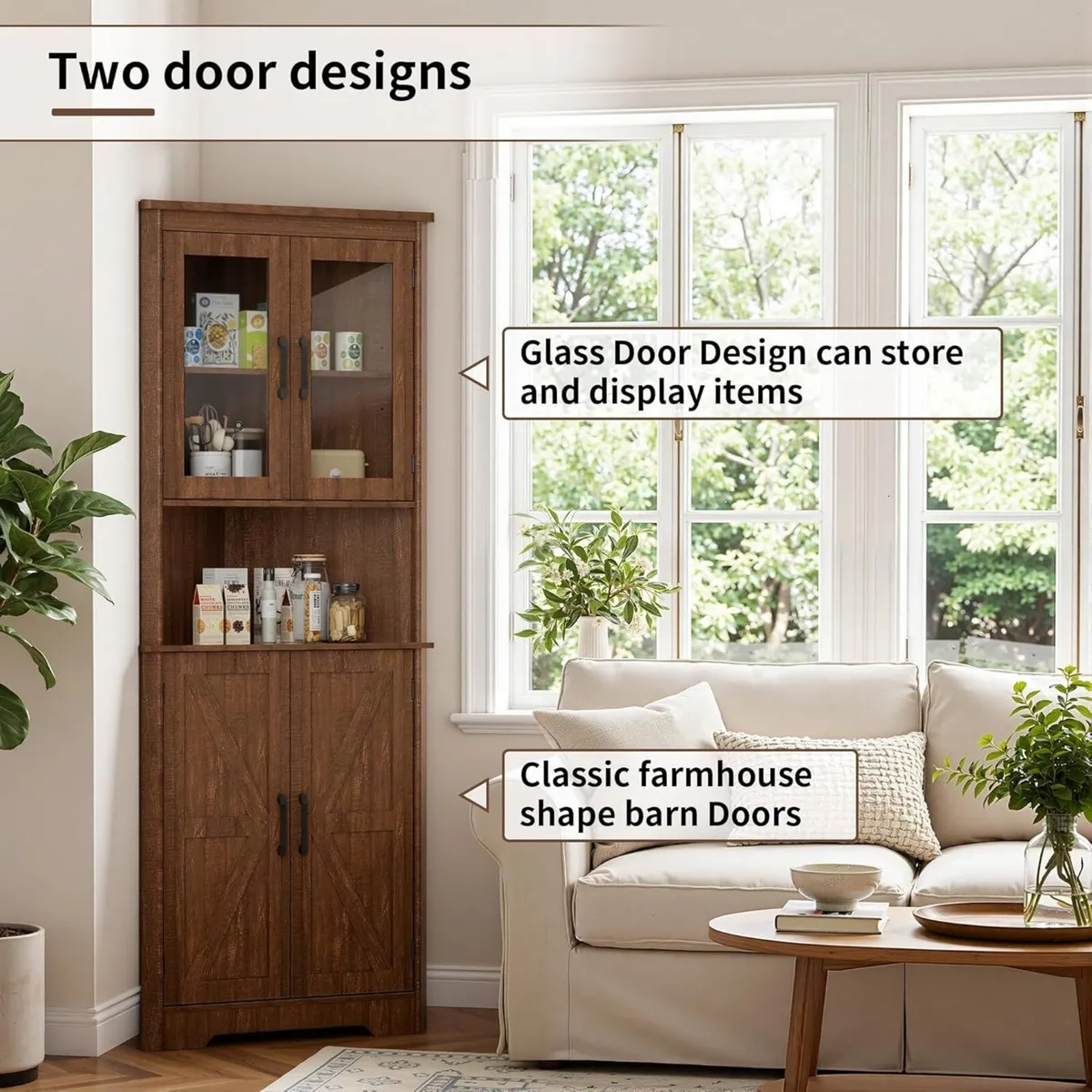 Tall Corner Storage Cabinet with Barn Doors - Image 4