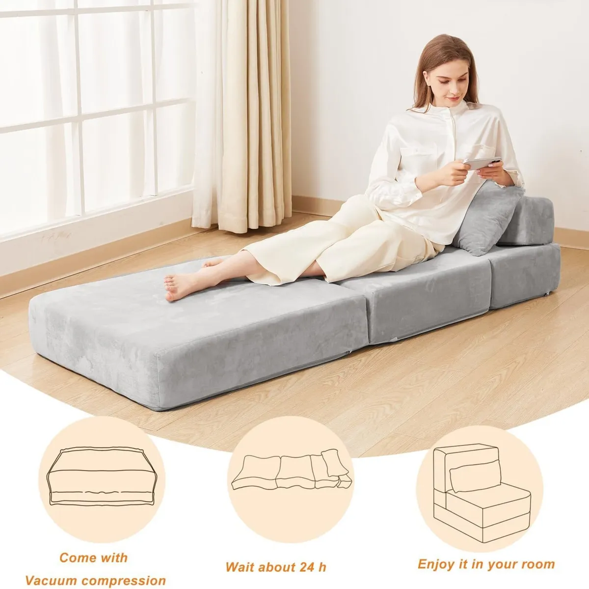 Folding Sofa Bed Chair - Sleeper with Pillow - Image 4