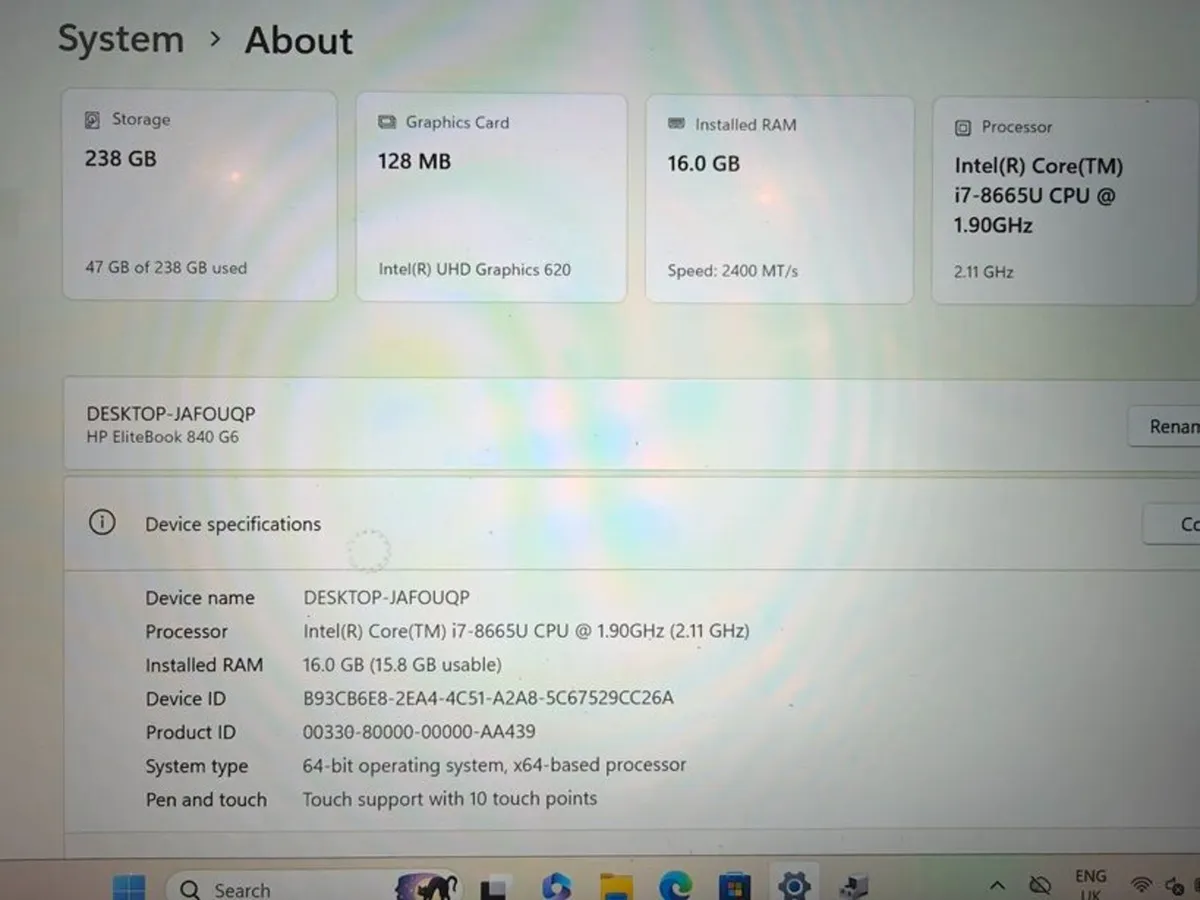 HP Elitebook 840 G6 | i7 | 16GB | Touchscreen - Image 3