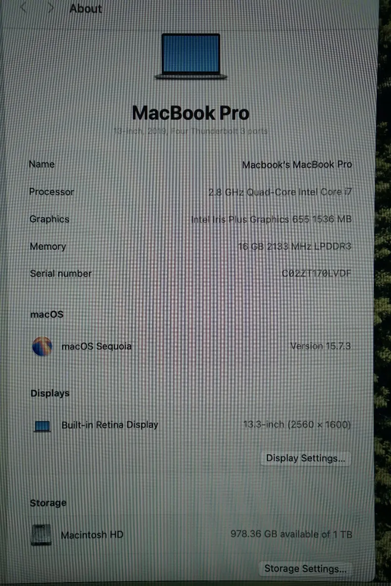 MacBook Pro 13" 2019 | i7 | 16GB | 1TB - Image 2
