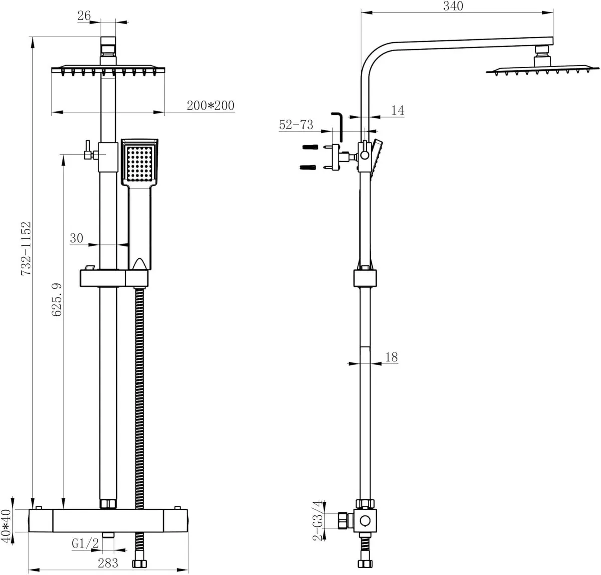 Shower Set Thermostatic 38℃ Mixer with 8 inches - Image 2