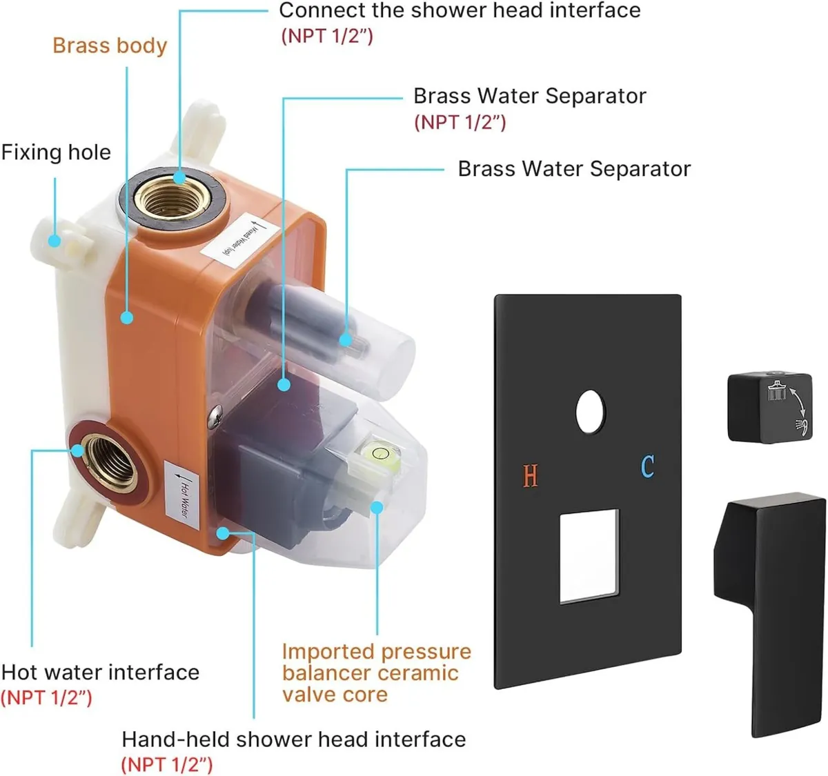 Concealed Shower Set Black Head and Hose 2 Ways - Image 4