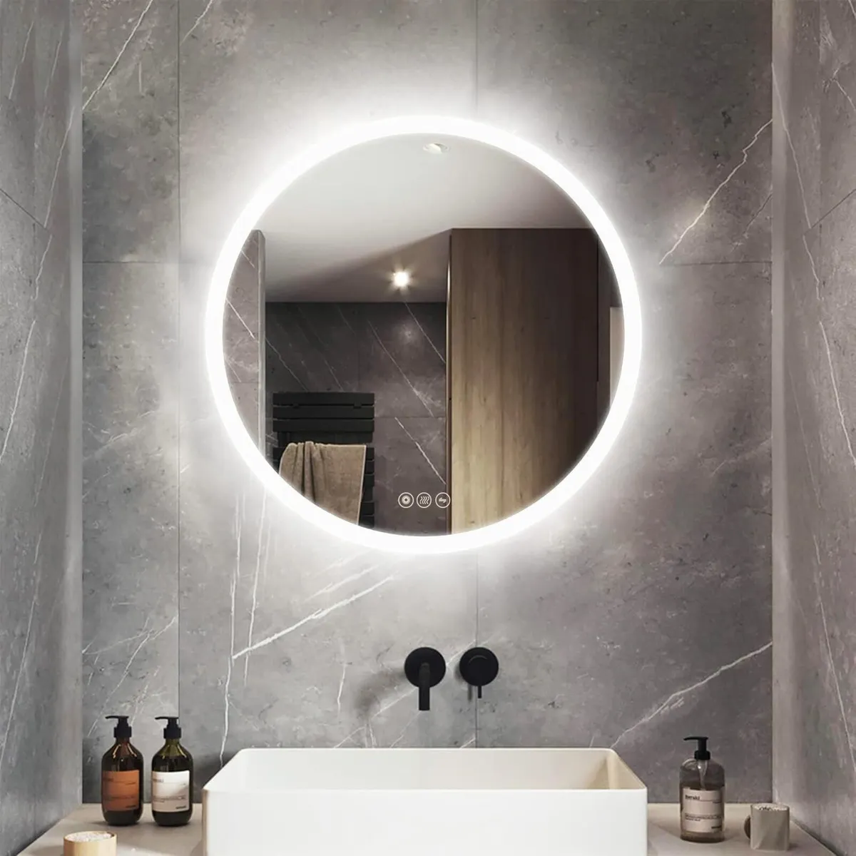 Bathroom LED Mirror Illuminated Circular Anti-Fog - Image 1