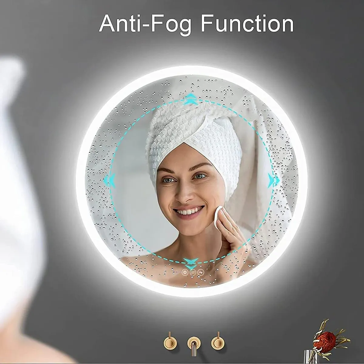 Bathroom LED Mirror Illuminated Circular Anti-Fog - Image 4