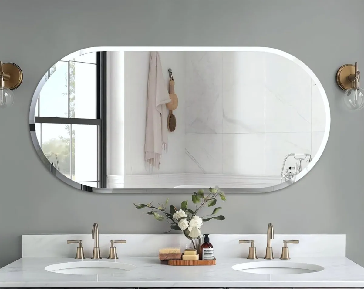 Oblong Wall Mirror Silver Frameless : 60 x 120cm - Image 1