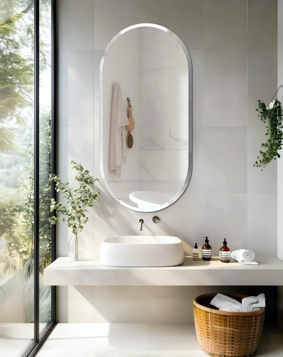 Oblong Wall Mirror Silver Frameless : 60 x 120cm - Image 3