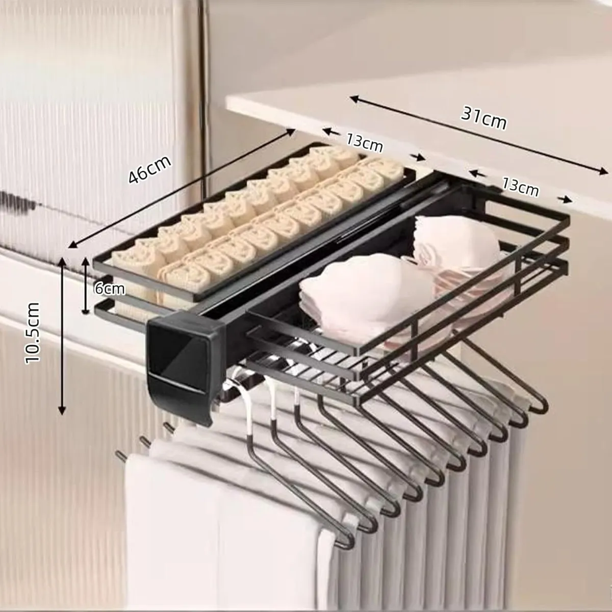 Pull Out Trousers Hanger with Storage Baskets - Image 2