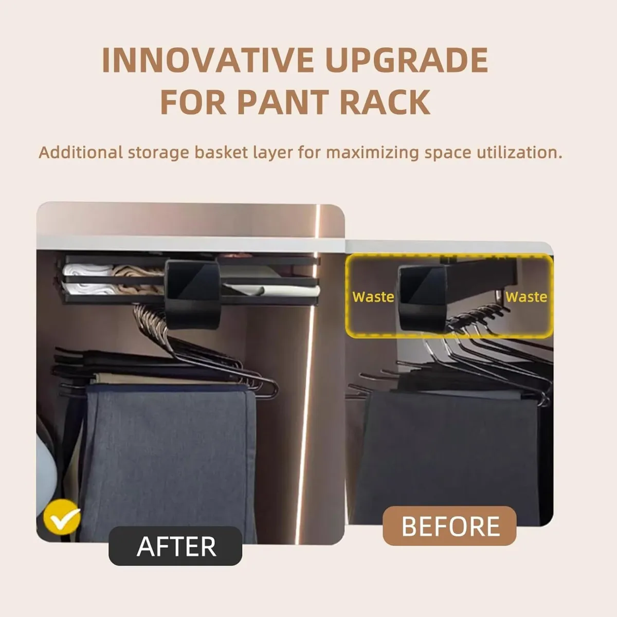 Pull Out Trousers Hanger with Storage Baskets - Image 4