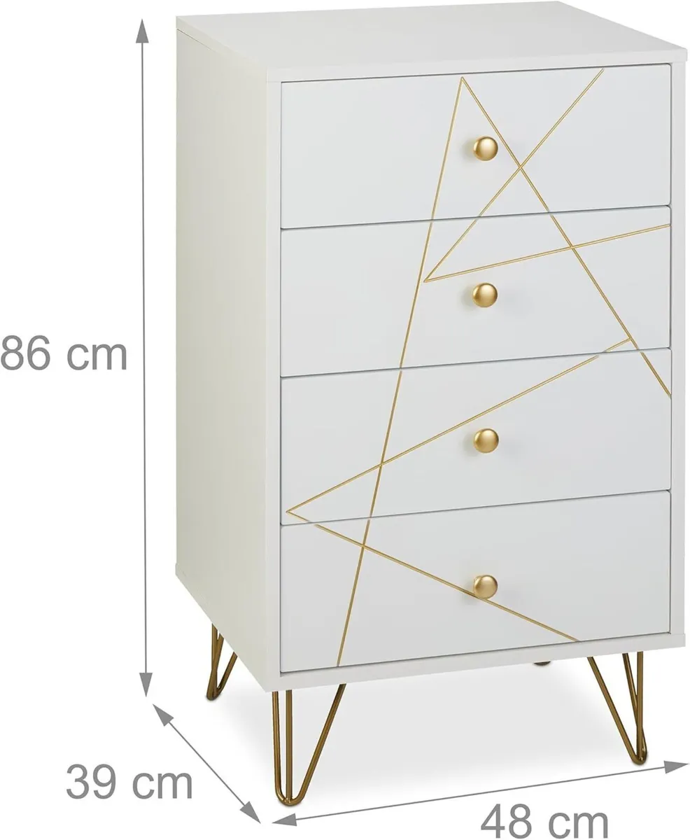 Dresser HWD: 86 x 48 39 cm 4 Drawers MDF Iron - Image 3