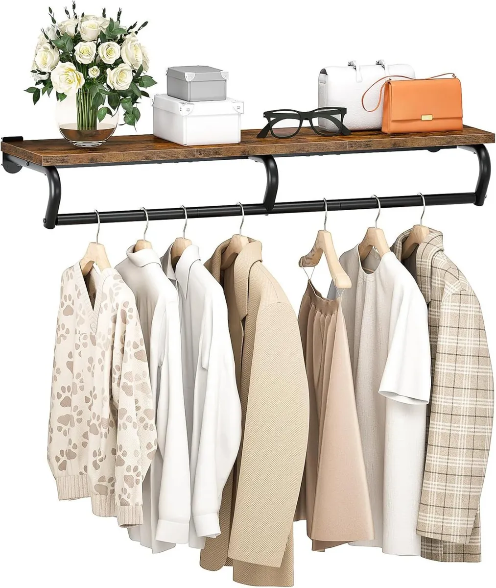 Wall Mounted Clothes Rack Metal Garment with Top - Image 1