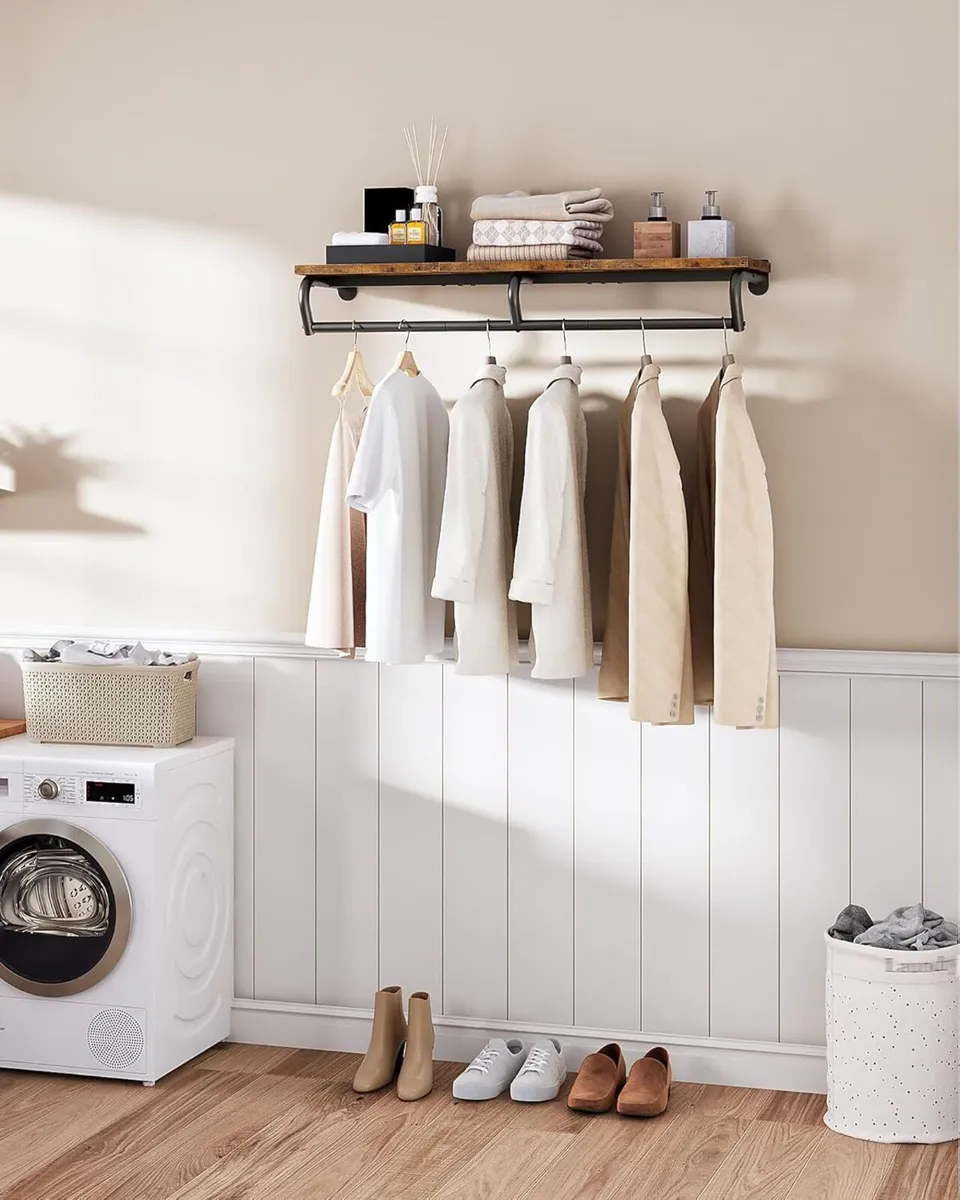 Wall Mounted Clothes Rack Metal Garment with Top - Image 4