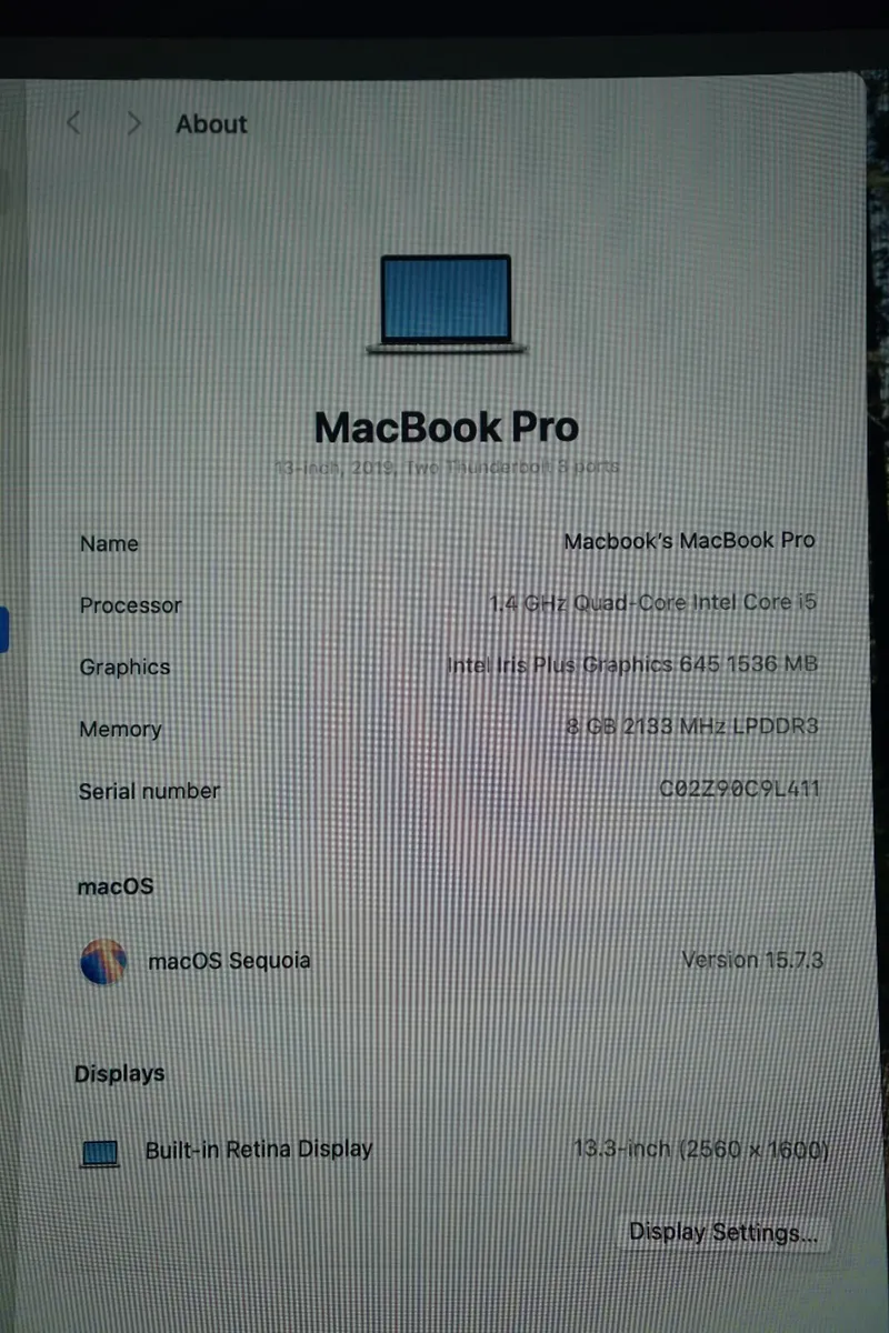 MacBook Pro 13" 2019 | i5 | 8GB | 128GB - Image 2