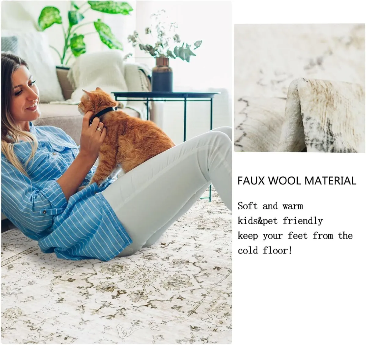 Large Rugs for Living Room 140x200cm Beige - Image 4