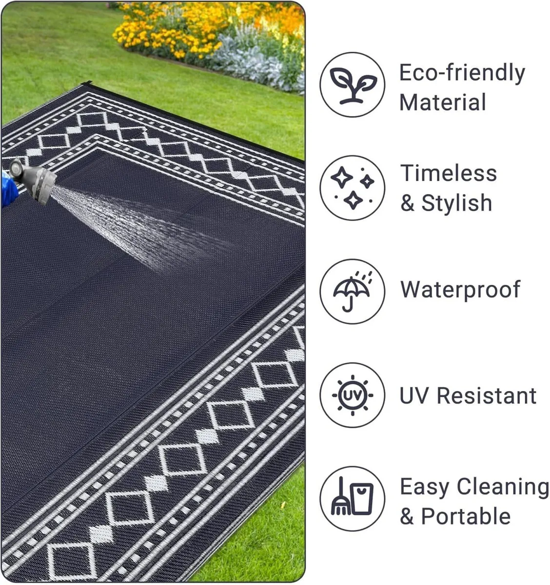 Large Waterproof Outdoor Plastic Straw Rug 270 x - Image 4