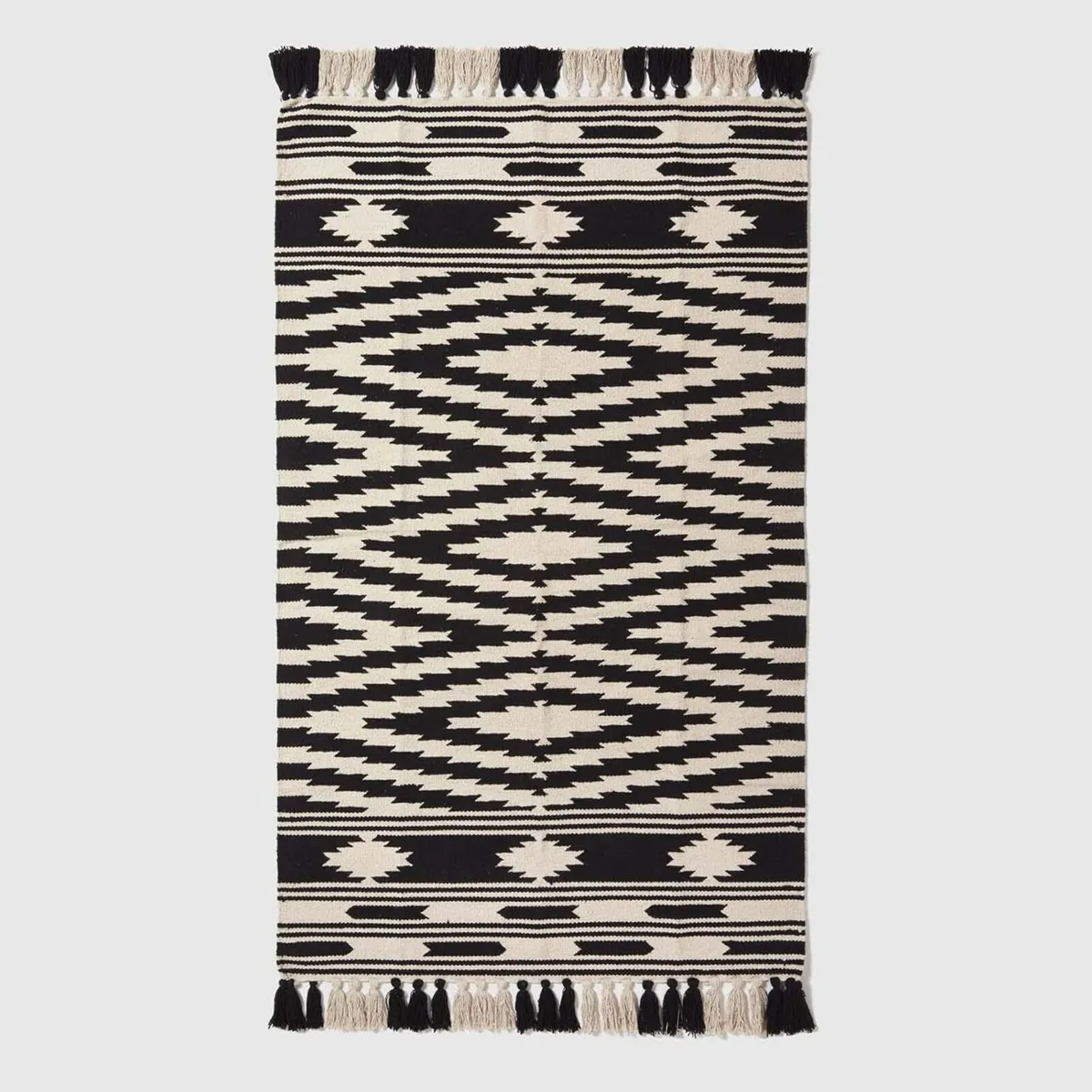 White Black Handwoven Kilim Rug 120 x 170 cm 100% - Image 2