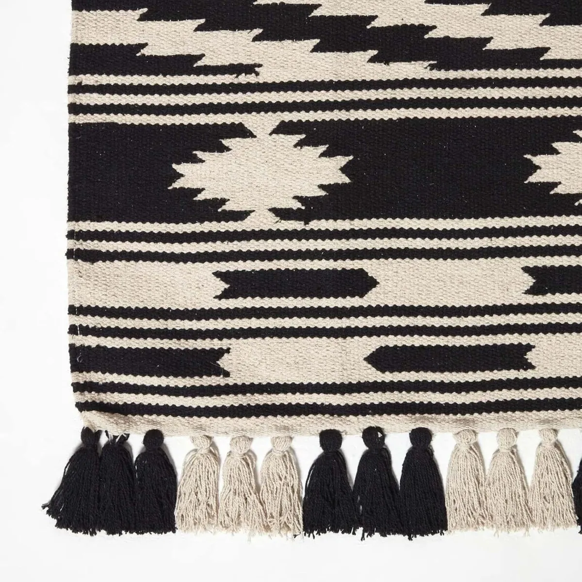 White Black Handwoven Kilim Rug 120 x 170 cm 100% - Image 3