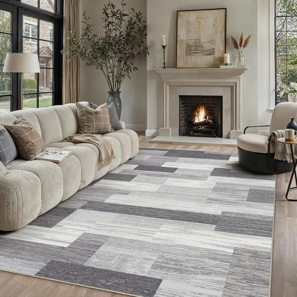 Grey Rugs Living Room Area Rug 200x300cm Bedroom - Image 1