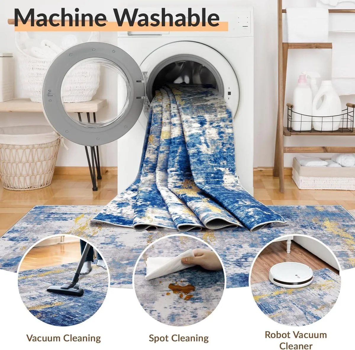 Washable Rugs Living Room 150x210 cm Modern - Image 4