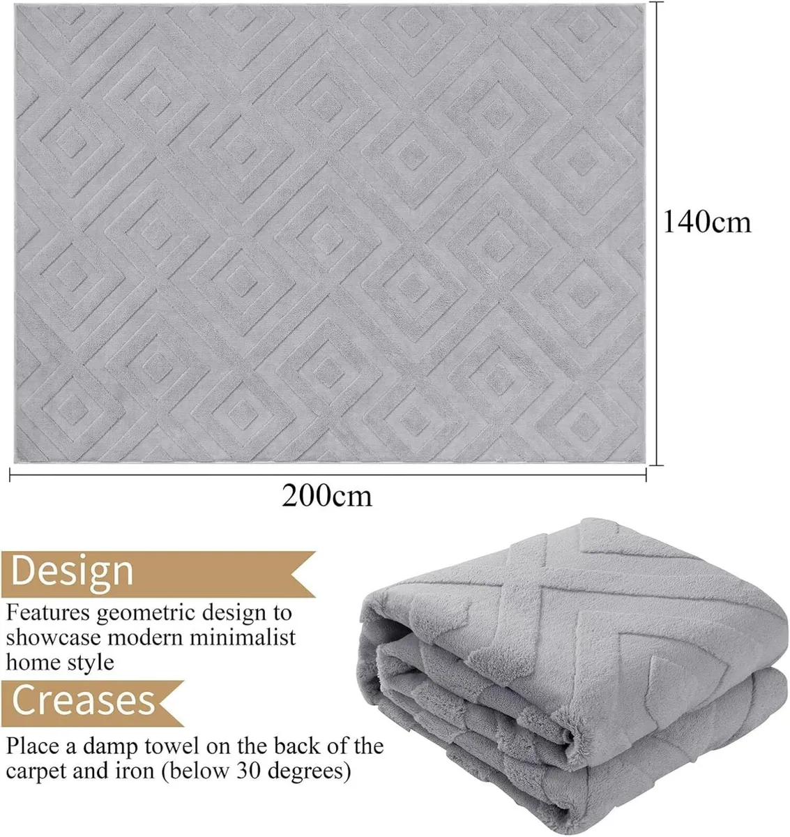 Rugs for Living Room 140x200 cm Large Soft Short - Image 2