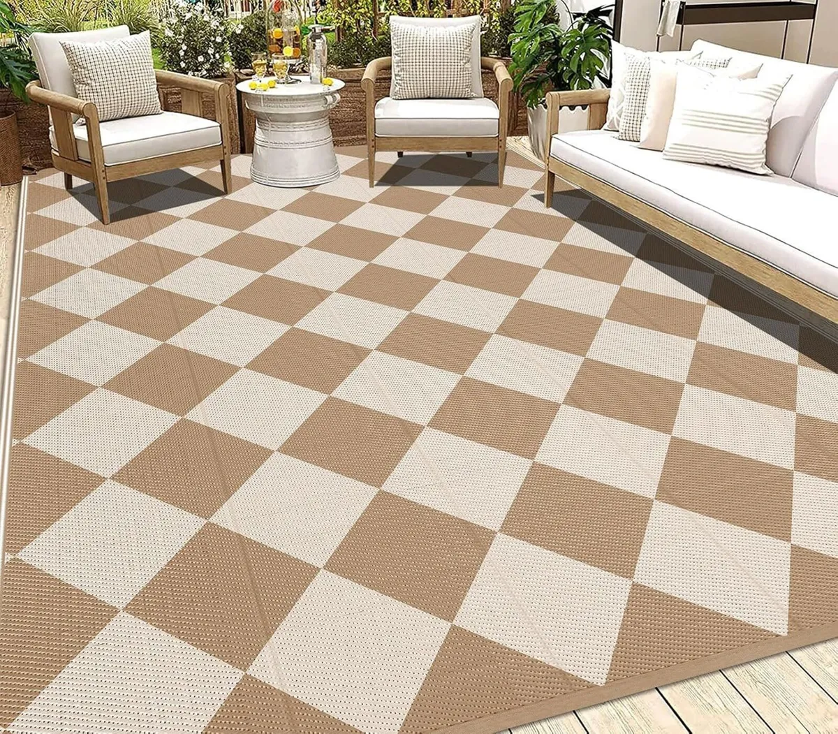 Large Outdoor Rug for Patio Brown 240 x 300 cm - Image 1