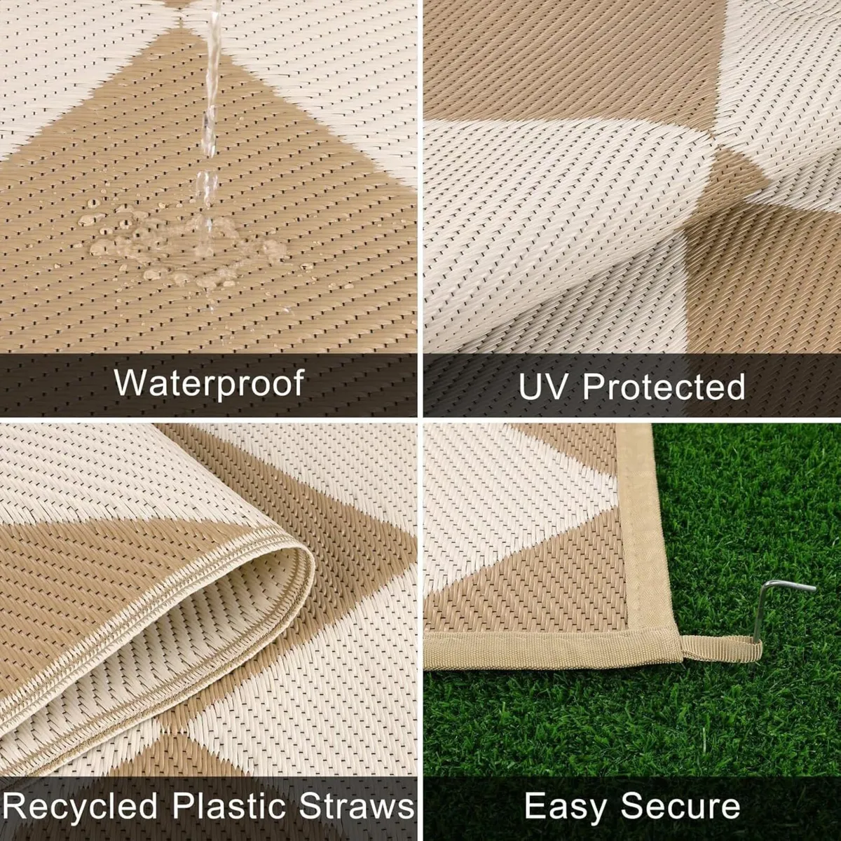 Large Outdoor Rug for Patio Brown 240 x 300 cm - Image 3