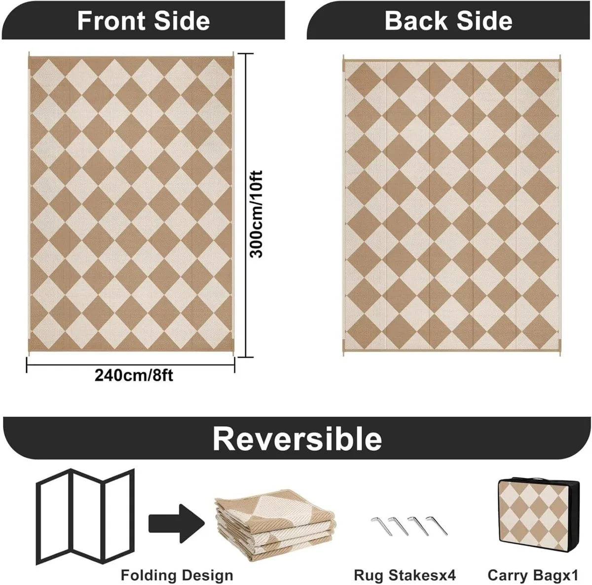 Large Outdoor Rug for Patio Brown 240 x 300 cm - Image 2