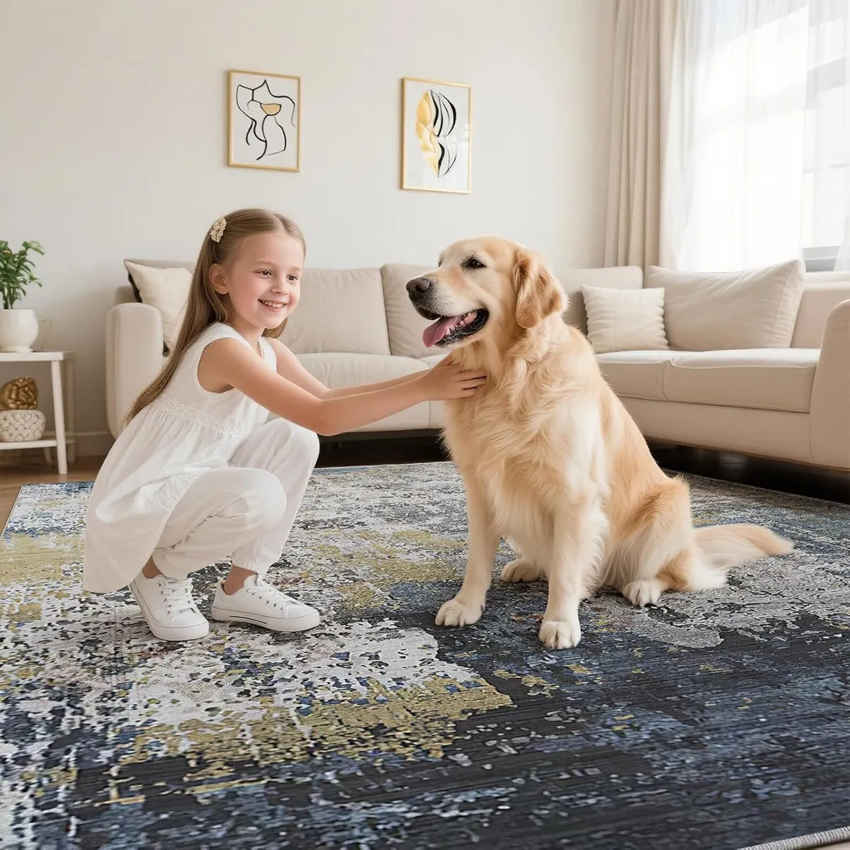 Living Room Rug 200x290 cm Large Non-Slip - Image 2