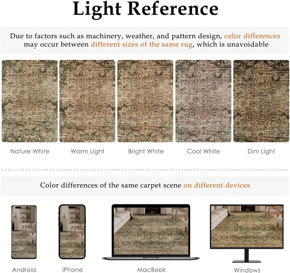 Vintage Rugs Living Room Green Large Area Rug - Image 2