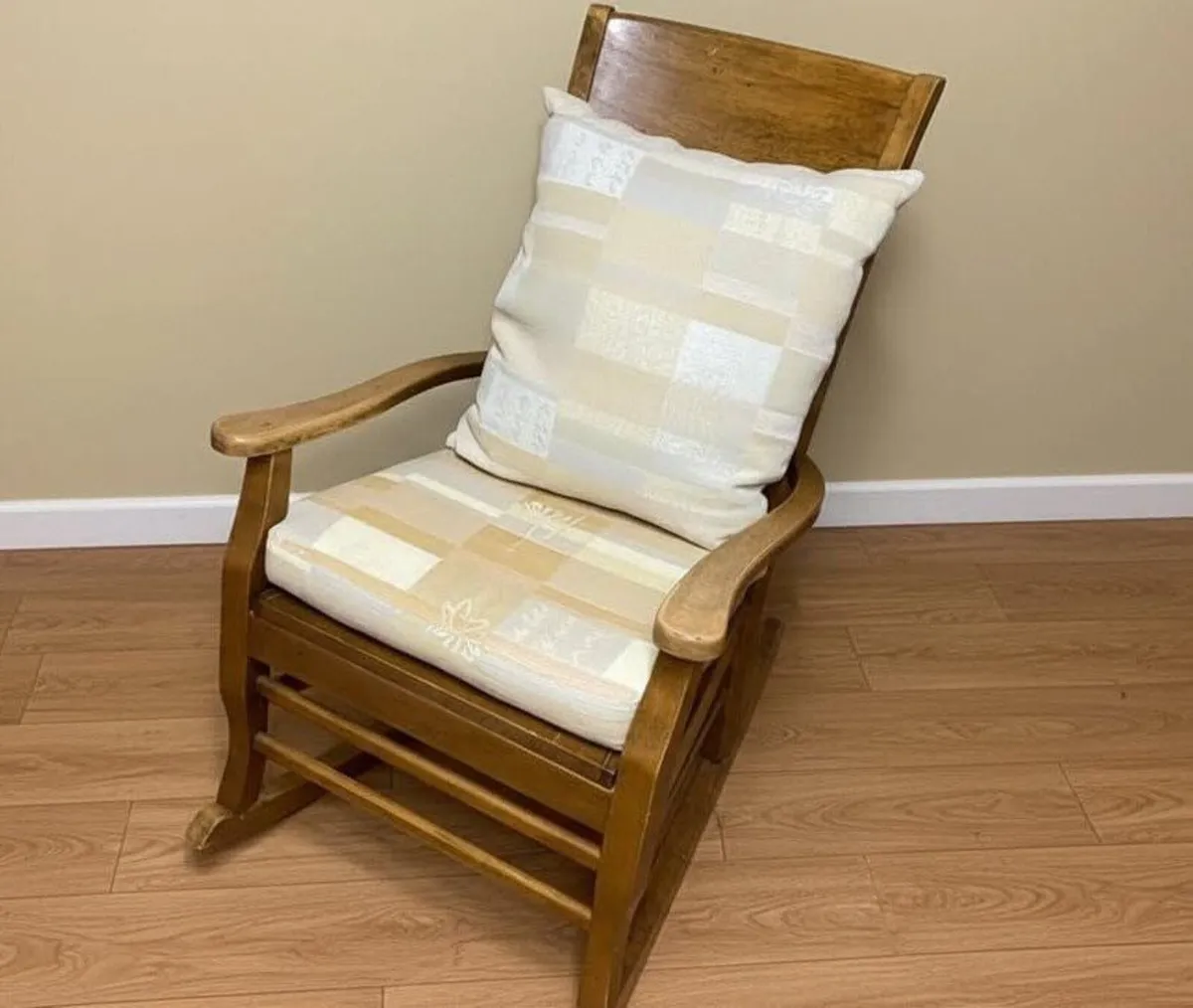 Wooden Rocking Chair with Cushions - Image 1