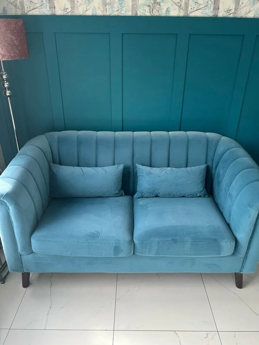 Teal 2 seater Couch - Image 1