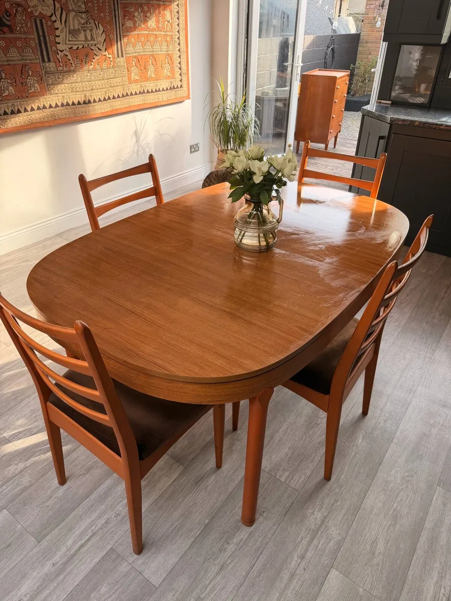 Mid Century  Extendable Dining Table and 4 Chairs - Image 1