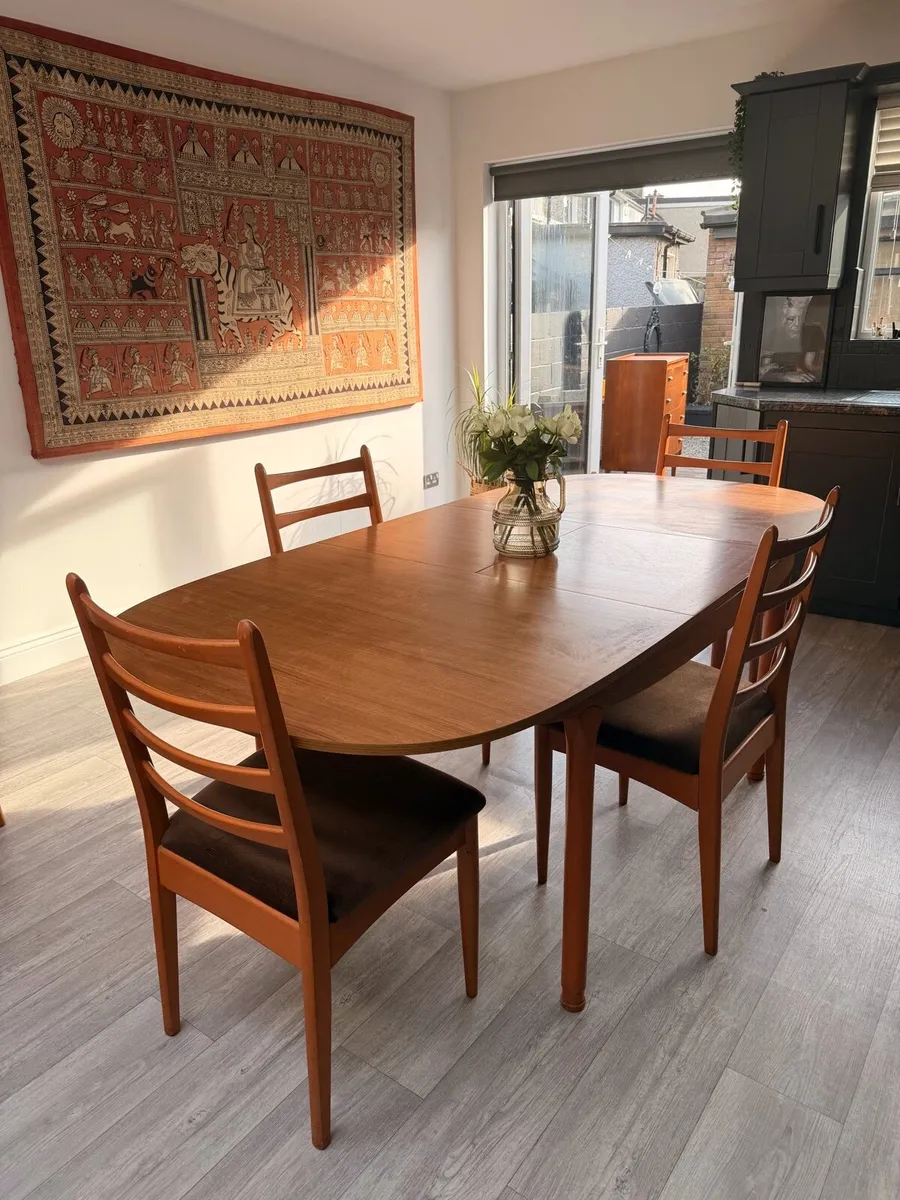 Mid Century  Extendable Dining Table and 4 Chairs - Image 2