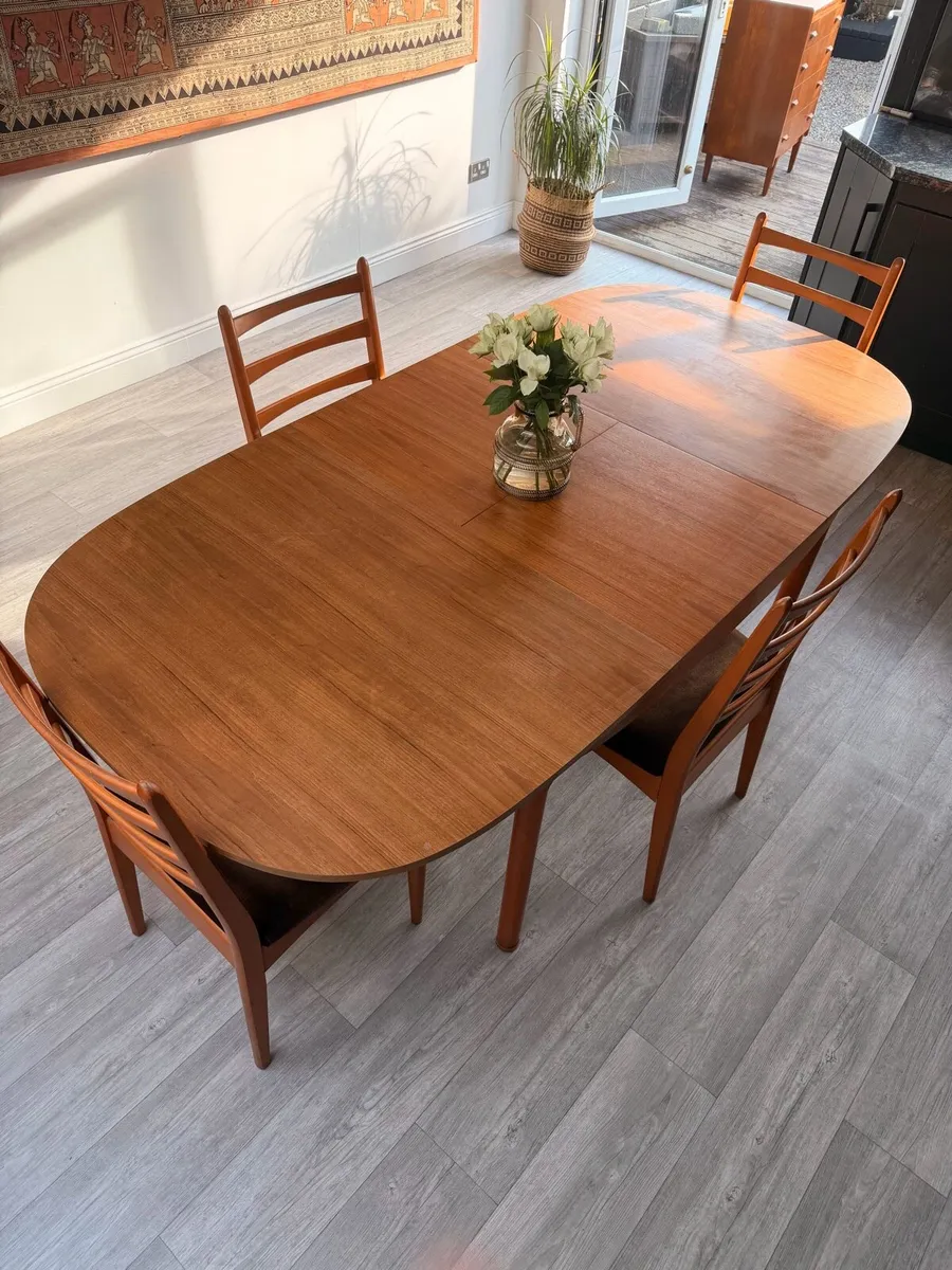 Mid Century  Extendable Dining Table and 4 Chairs - Image 3
