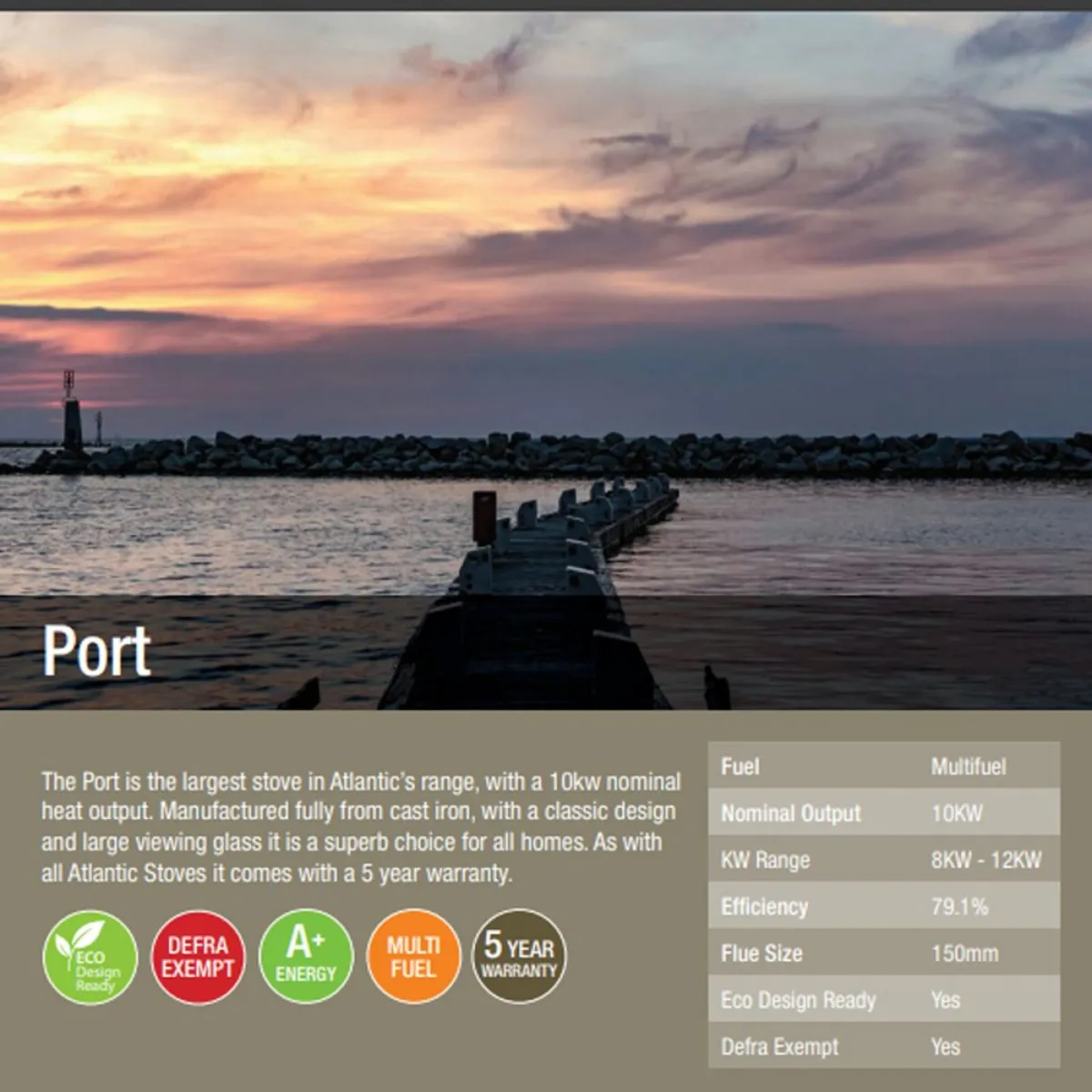 Atlantic Port 10kW Multi Fuel FREESTANDING stove - Image 3