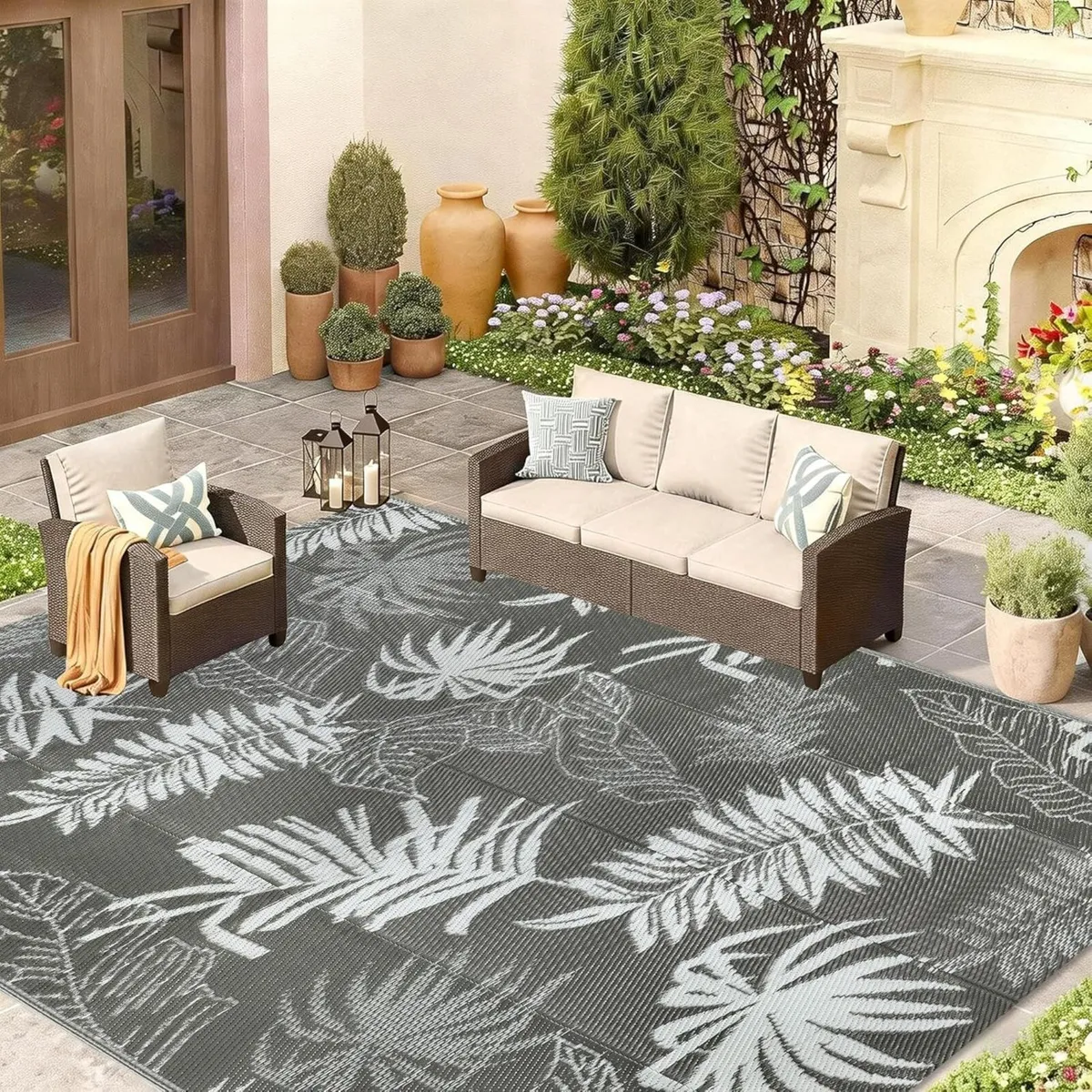 Large Outdoor Rug for Patios Waterproof Reversible - Image 3